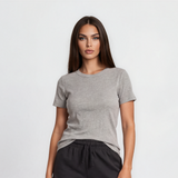 Zen Core Ribbed Crew Neck Tshirt in Heather Gray