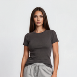 Zen Core Ribbed Crew Neck Tshirt in Black