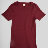 Zen Core Ribbed Crew Neck Tshirt in Zinfandel