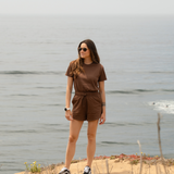 Zen AirLight Chestnut Tee and Chestnut Terry Shorts