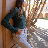 Zen Core Ribbed High Neck Tshirt in June Bug