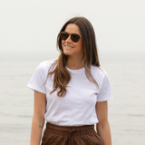Zen Air Boxy White Tee and Chestnut Terry Shorts