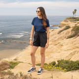 Zen Air Blue Tee and Black Terry Shorts