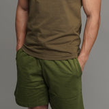 Zen Core Men’s Organic Cotton Terry Shorts in Forest Green