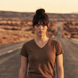 Zen Air V-neck Tshirt in Chestnut
